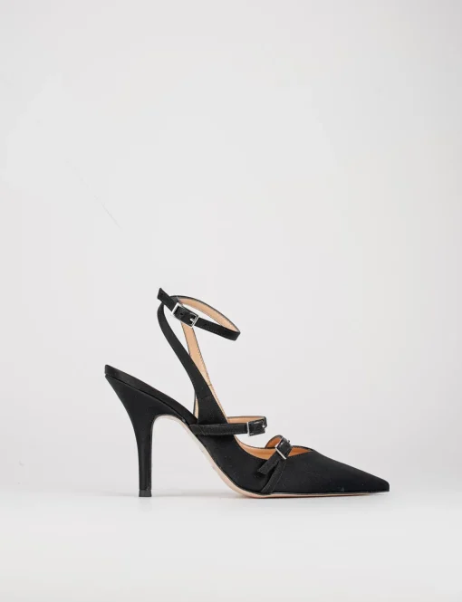 Slingback decoltè tacco 9 cm nero raso