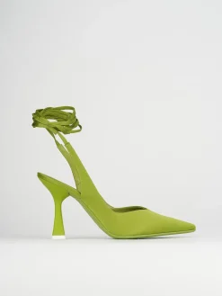 Slingback decoltè tacco 9 cm verde raso