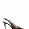 Slingback decoltè tacco 8 cm nero pelle