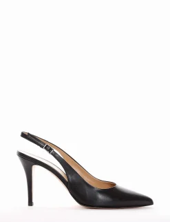 Slingback decoltè tacco 8 cm nero pelle