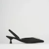 Slingback decoltè tacco 5 cm nero raso