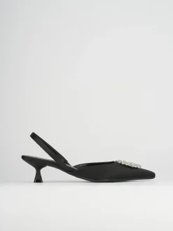 Slingback decoltè tacco 5 cm nero raso