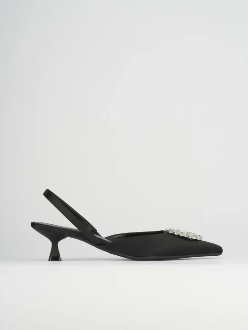 Slingback decoltè tacco 5 cm nero raso