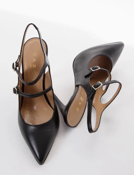 Slingback decoltè tacco 9 cm nero pelle