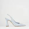 Slingback decoltè tacco 9 cm azzurro pelle