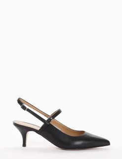 Slingback decoltè tacco 5 cm nero pelle