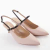 Slingback decoltè tacco 5 cm rosa pelle