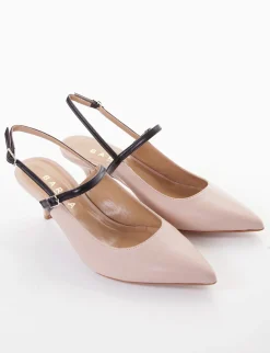 Slingback decoltè tacco 5 cm rosa pelle
