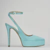 Slingback decoltè tacco 11 cm azzurro raso