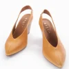 Slingback decoltè tacco 8 cm giallo pelle