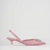 Slingback decoltè tacco 5 cm rosa raso