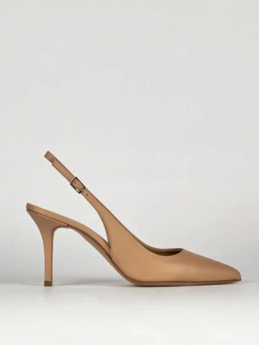Slingback decoltè tacco 8 cm rosa pelle