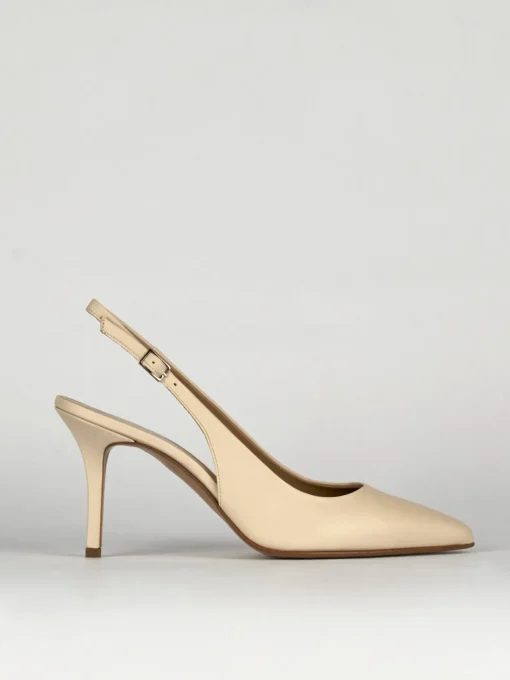 Slingback decoltè tacco 8 cm beige pelle
