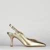 Slingback decoltè tacco 6 cm oro pelle