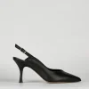 Slingback decoltè tacco 6 cm nero pelle
