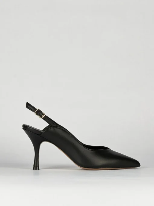 Slingback decoltè tacco 6 cm nero pelle