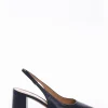 Slingback decoltè tacco 7cm blu pelle