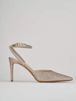 Slingback decoltè tacco 8 cm rosa glitter