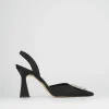 Slingback decoltè tacco 9 cm nero pelle