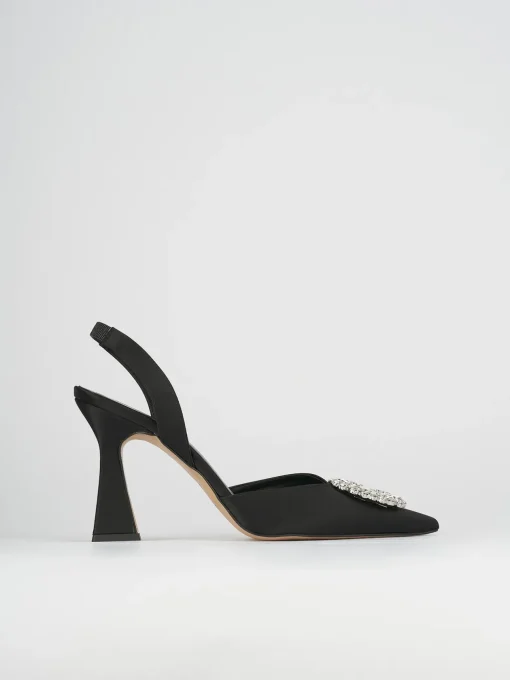 Slingback decoltè tacco 9 cm nero pelle