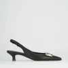 Slingback decoltè tacco 5 cm nero pelle
