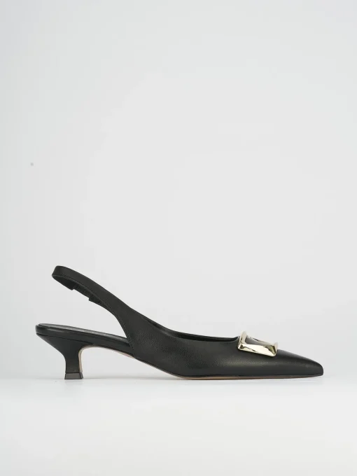 Slingback decoltè tacco 5 cm nero pelle