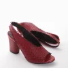 Slingback decoltè tacco 7 cm rosso pelle