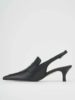 Slingback decoltè tacco 5 cm nero pelle