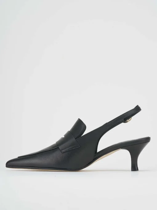 Slingback decoltè tacco 5 cm nero pelle