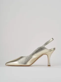 Slingback decoltè tacco 7 cm oro laminato