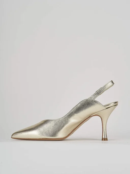 Slingback decoltè tacco 7 cm oro laminato