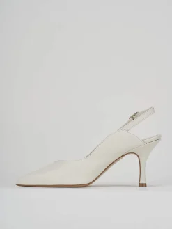 Slingback decoltè tacco 7 cm bianco pelle