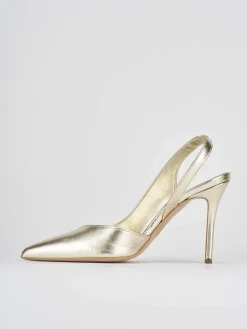 Slingback decoltè tacco 9 cm oro pelle