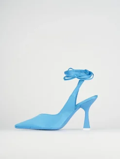 Slingback decoltè tacco 9 cm azzurro raso