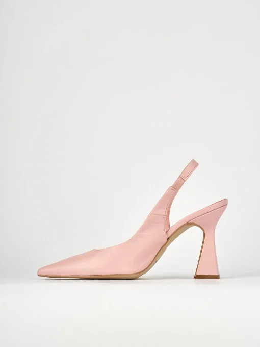 Slingback decoltè tacco 9 cm rosa pelle