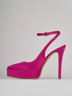 Slingback decoltè tacco 11 cm rosa raso