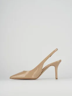 Slingback decoltè tacco 8 cm rosa vernice