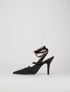 Slingback decoltè tacco 9 cm nero raso