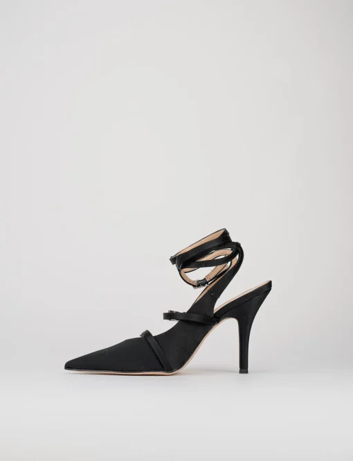 Slingback decoltè tacco 9 cm nero raso