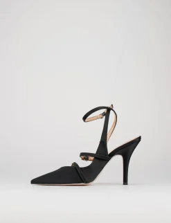 Slingback decoltè tacco 9 cm nero raso