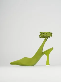 Slingback decoltè tacco 9 cm verde raso