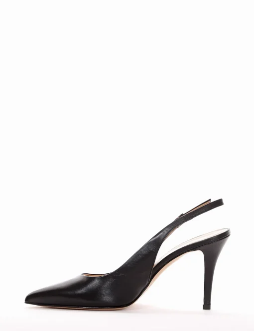 Slingback decoltè tacco 8 cm nero pelle
