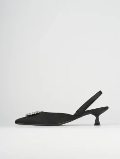 Slingback decoltè tacco 5 cm nero raso