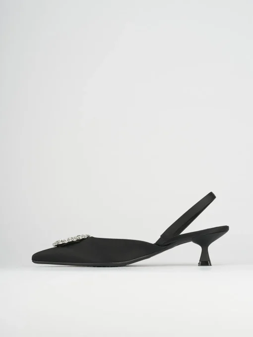 Slingback decoltè tacco 5 cm nero raso
