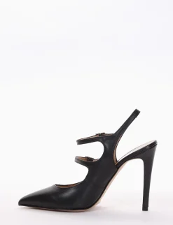Slingback decoltè tacco 9 cm nero pelle
