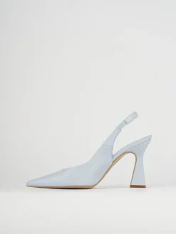 Slingback decoltè tacco 9 cm azzurro pelle
