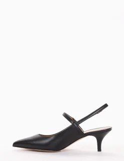 Slingback decoltè tacco 5 cm nero pelle