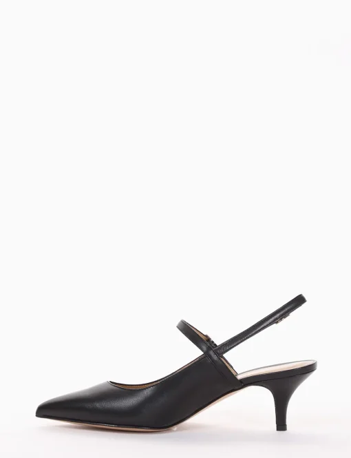 Slingback decoltè tacco 5 cm nero pelle