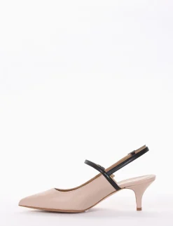 Slingback decoltè tacco 5 cm rosa pelle