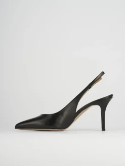 Slingback decoltè tacco 8 cm nero pelle